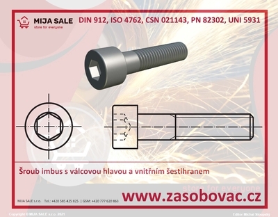 DIN 912 10.9 M20x130 - zinek bílý - Šroub s válcovou hlavou a vnitřním šestihranem
 - 1