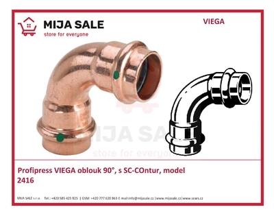 Profipress VIEGA oblouk 16x1/90°, s SC-COntur, model 2416  / 443 870 /