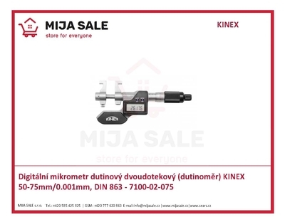 Digitální mikrometr dutinový dvoudotekový (dutinoměr) KINEX 50-75mm/0.001mm, DIN 863