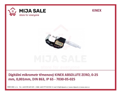 Digitální mikrometr třmenový KINEX ABSOLUTE ZERO, 0-25 mm, 0,001mm, DIN 863, IP 65 