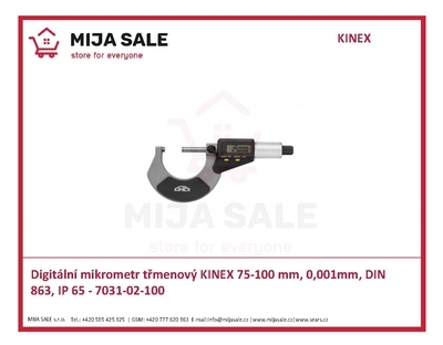 Digitální mikrometr třmenový KINEX 75-100 mm, 0,001mm, DIN 863, IP 65 - 7031-02-100
