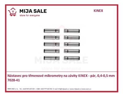 Nástavec pro třmenové mikrometry na závity KINEX - pár, 0,4-0,5 mm - 7028-41