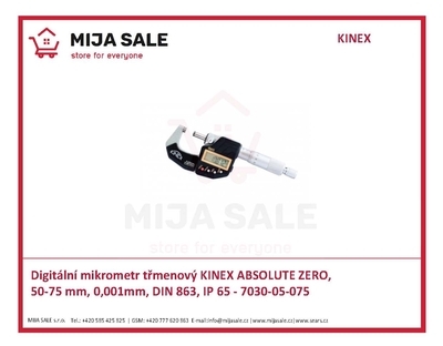 Digitální mikrometr třmenový KINEX ABSOLUTE ZERO, 50-75 mm, 0,001mm, DIN 863, IP 65 