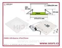 SN12 LED DENNÍ panel 12W čtverec 171x171mm - LED panel 12W do podhledu, 230V - 1/2