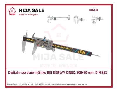 Digitální posuvné měřítko BIG DISPLAY KINEX, 300/60 mm, DIN 862