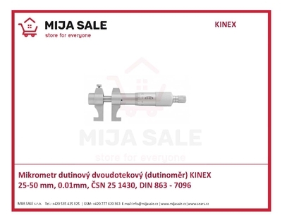 Mikrometr dutinový dvoudotekový (dutinoměr) KINEX 25-50 mm, 0.01mm, ČSN 25 1430, DIN 863