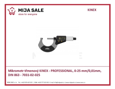 Mikrometr třmenový KINEX - PROFESSIONAL, 0-25 mm/0,01mm, DIN 863 - 7031-02-025