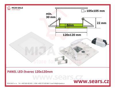 SN6 LED TEPLÝ panel 6W čtverec 120x120mm - LED panel 6W do podhledu, 230V - 1