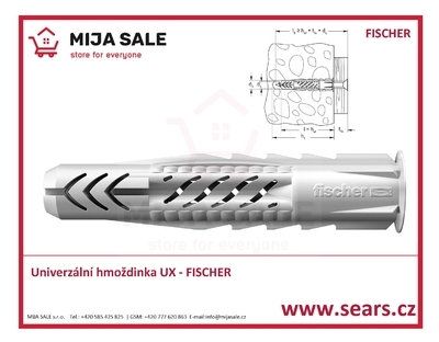 Univerzální hmoždinka UX  8x 50 R ( s límcem ) FISCHER - 1