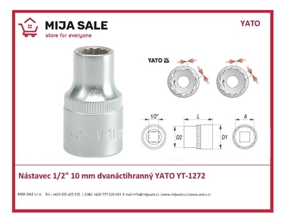 Nástavec 1/2" 10 mm dvanáctihranný YATO YT-1272