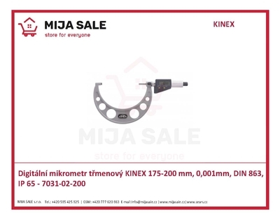 Digitální mikrometr třmenový KINEX 175-200 mm, 0,001mm, DIN 863, IP 65 - 7031-02-200