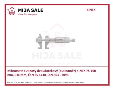 Mikrometr dutinový dvoudotekový (dutinoměr) KINEX 75-100 mm, 0.01mm, ČSN 25 1430, DIN 863