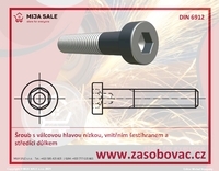 DIN 6912 10.9 - M 8x 20 - zinek-Šroub s válcovou hlavou nízkou, vnitřním šestihr.střed.dír - 1/2
