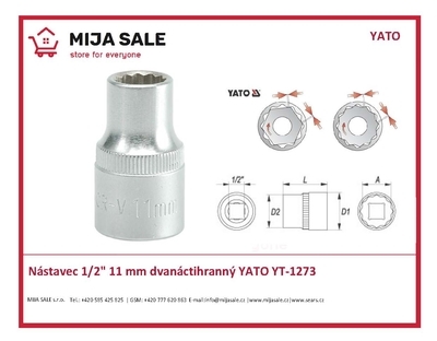 Nástavec 1/2" 11 mm dvanáctihranný YATO YT-1273