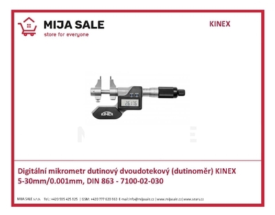 Digitální mikrometr dutinový dvoudotekový (dutinoměr) KINEX 5-30mm/0.001mm, DIN 863