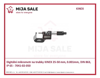 Digitální mikrometr na trubky KINEX 25-50 mm, 0.001mm, DIN 863, IP 65 - 7041-02-050