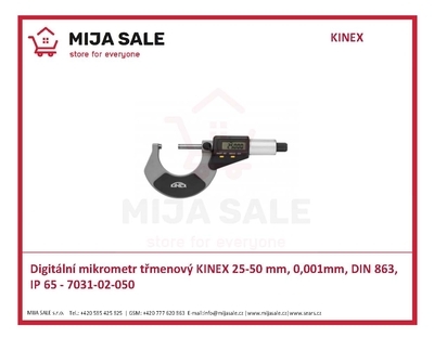 Digitální mikrometr třmenový KINEX 25-50 mm, 0,001mm, DIN 863, IP 65 - 7031-02-050