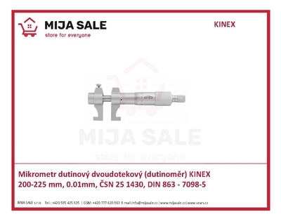 Mikrometr dutinový dvoudotekový (dutinoměr) KINEX 200-225 mm, 0.01mm, ČSN 25 1430, DIN 863