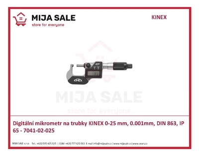 Digitální mikrometr na trubky KINEX 0-25 mm, 0.001mm, DIN 863, IP 65 - 7041-02-025