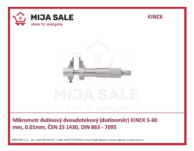 Mikrometr dutinový dvoudotekový (dutinoměr) KINEX 5-30 mm, 0.01mm, ČSN 25 1430, DIN 863