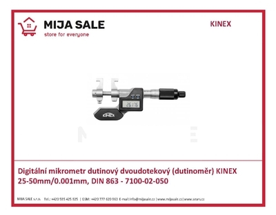 Digitální mikrometr dutinový dvoudotekový (dutinoměr) KINEX 25-50mm/0.001mm, DIN 863