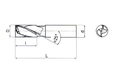 Fréza pro drážky per, krátká, dvouzubá, nesouměrná DIN 327 18x79/19 HSS Co8  - 3