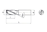Fréza pro drážky per, krátká, dvouzubá, nesouměrná DIN 327 18x79/19 HSS Co8  - 3/3