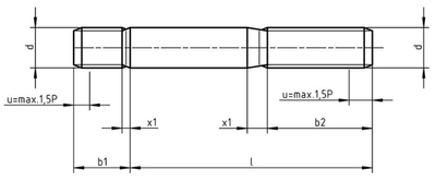 M 6x 16 -DIN 939 - 8.8 - Šroub závrtný do litiny (délka závrtného konce 1,25d) - 3